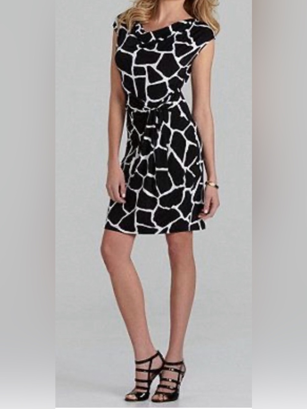 Michael Kors Black & White Giraffe Print Dress Size Small